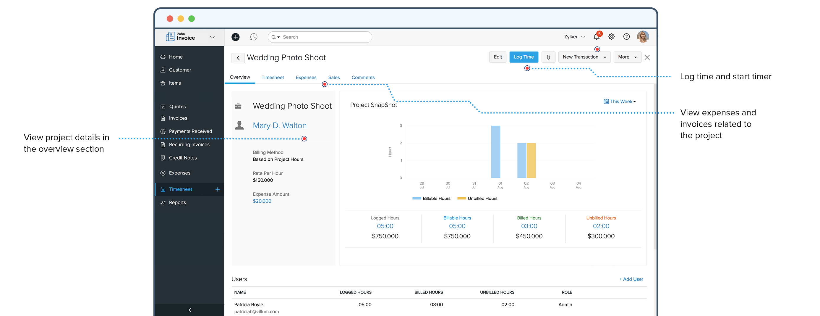 harvest time tracking no invoice menu