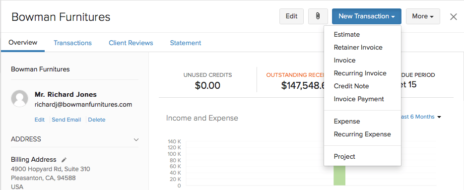 creating custom invoices transaction express