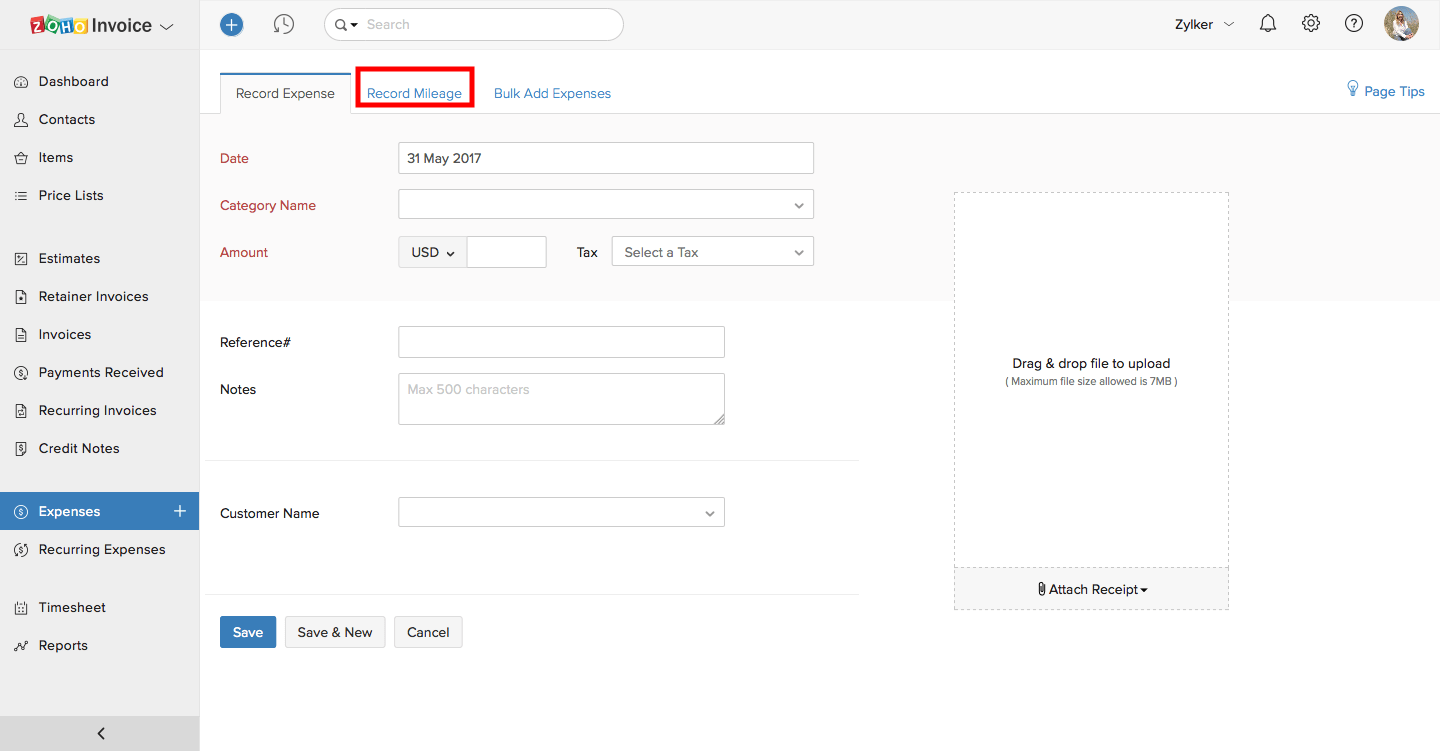 Creating a Mileage Expense FAQ Zoho Invoice