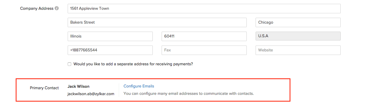 how to change zoho mail address