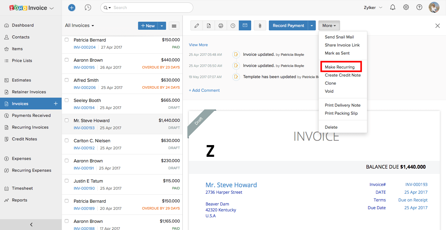 invoice to go desktop