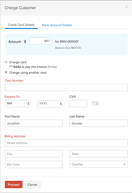 Credit Card Details