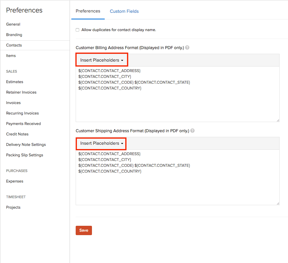 Organization Address format