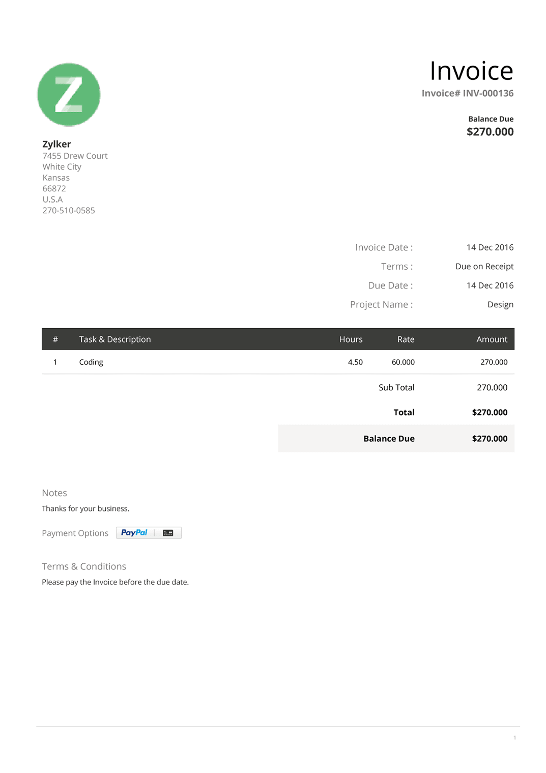 Timesheet Invoice Template