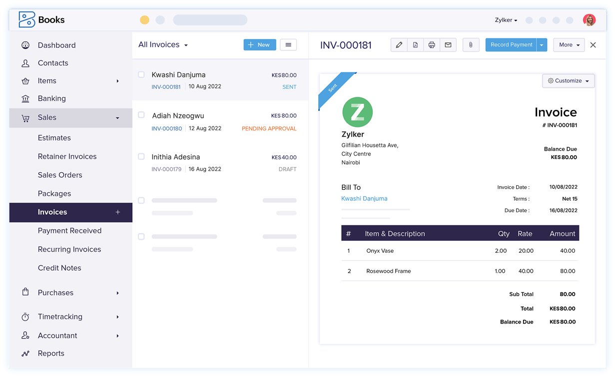 Professional Invoicing - Accounting and Invoice Software | Zoho Books