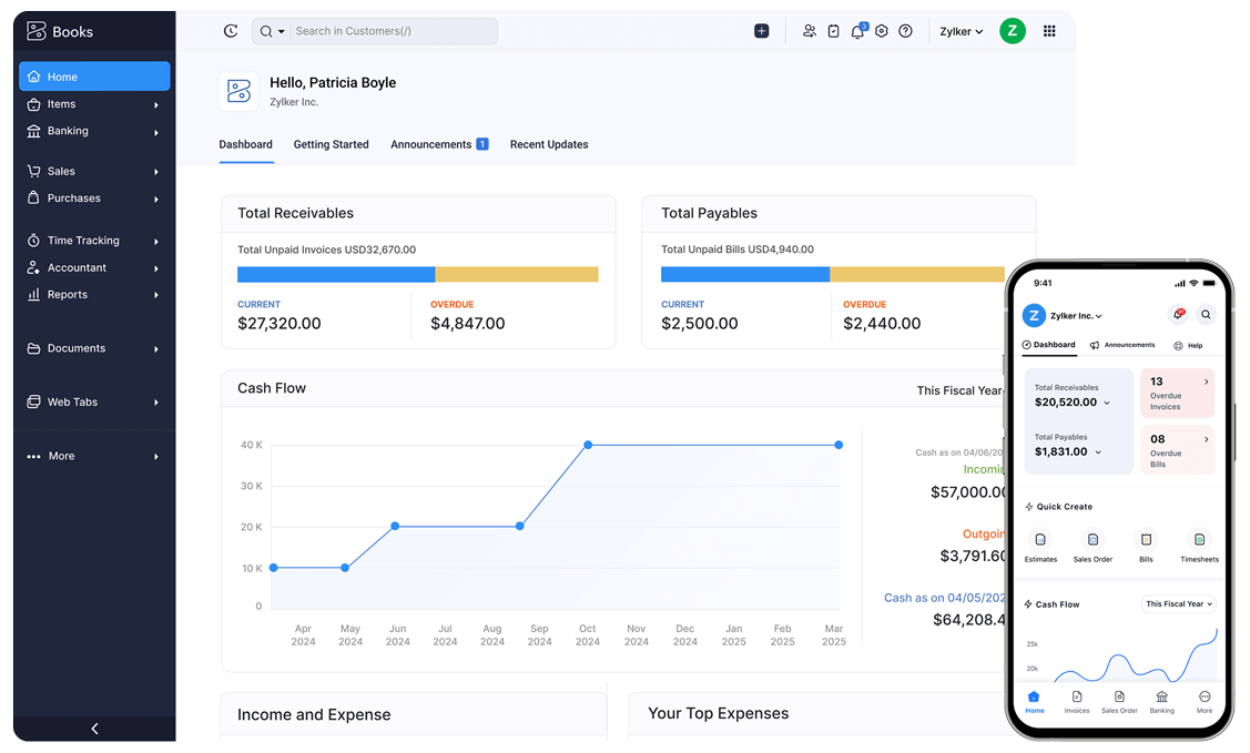 Dashboard - Online Accounting Software | Zoho Books