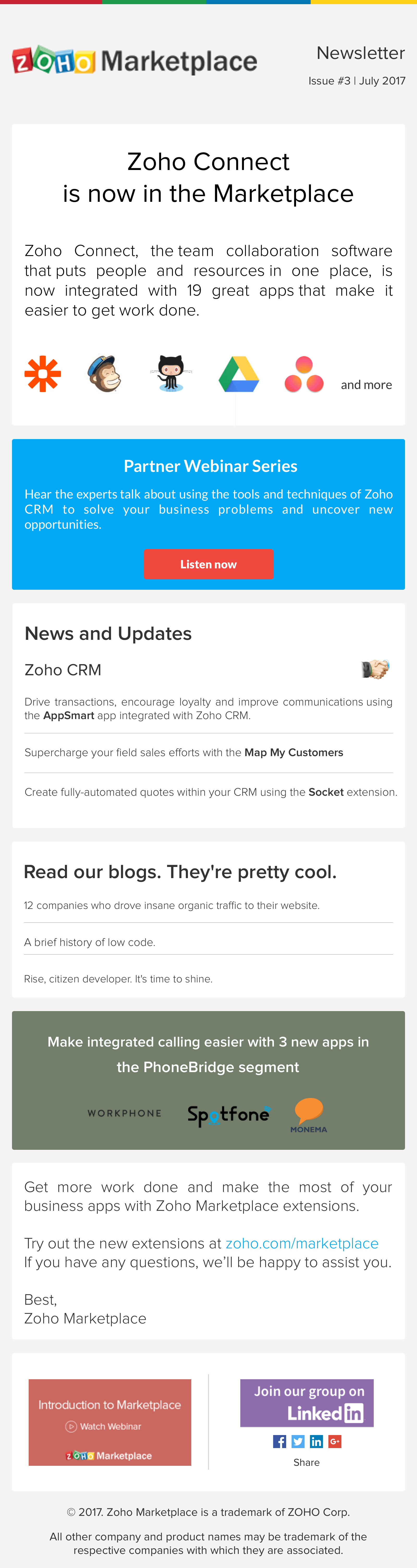 Zoho Marketplace Newsletters-A collection of updates and happenings ...