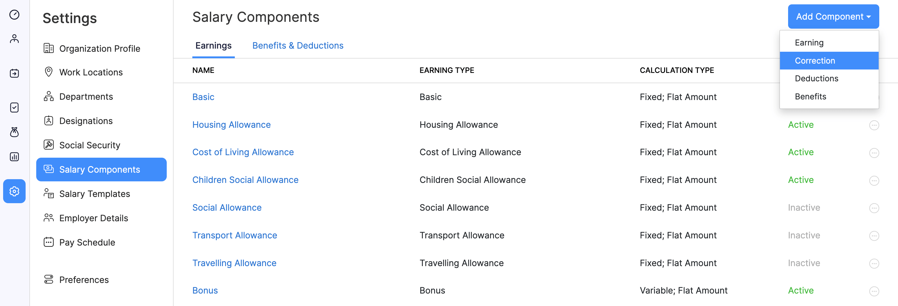 Salary Components