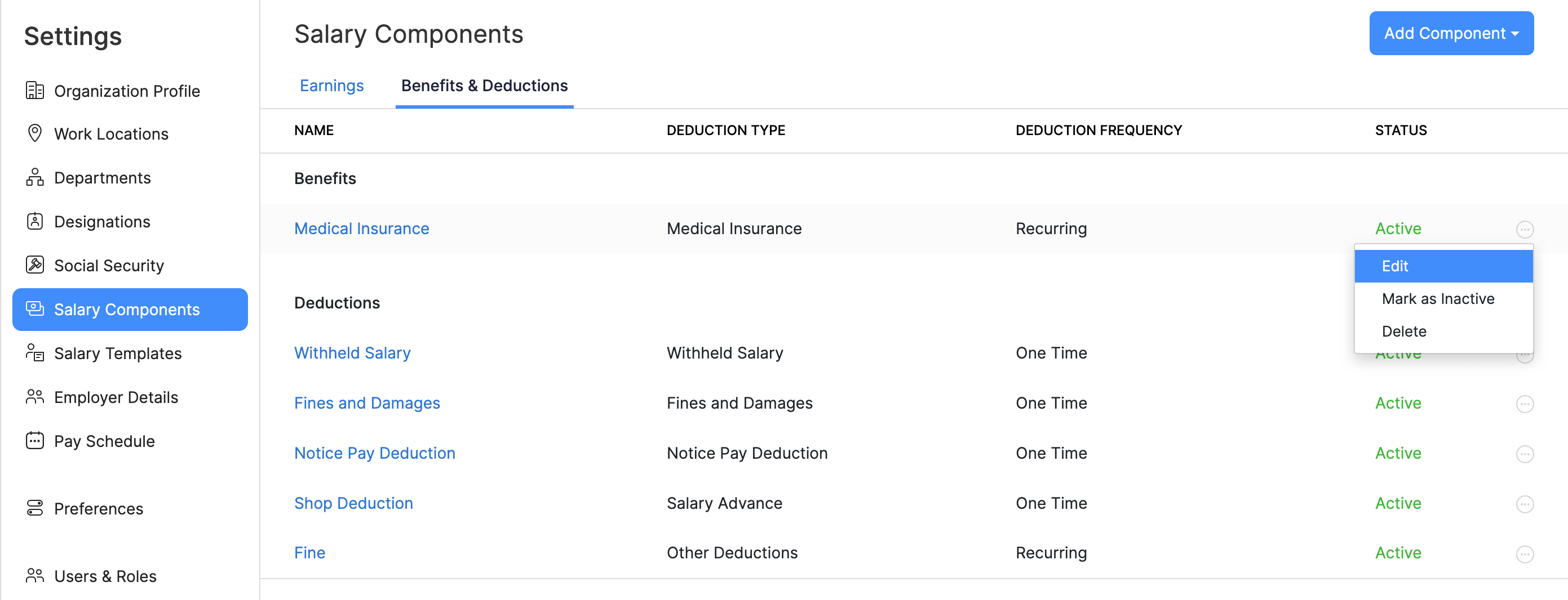 Salary Components