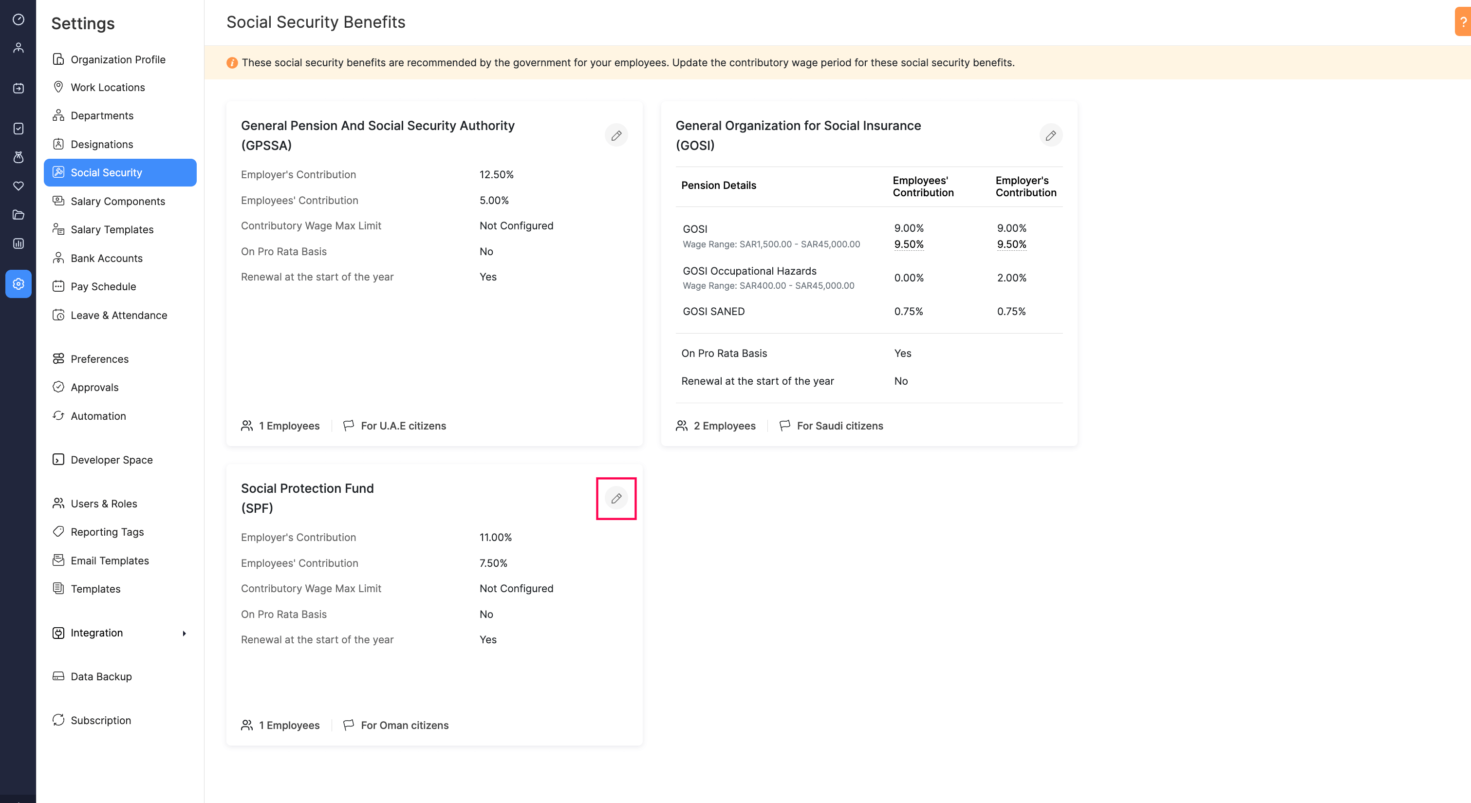 Social Protection Fund (SPF) in Zoho Payroll