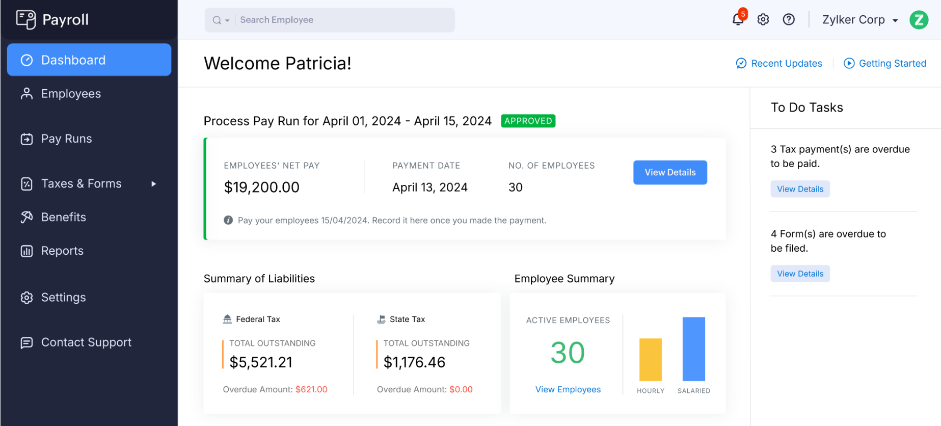 Zoho Payroll - Overview