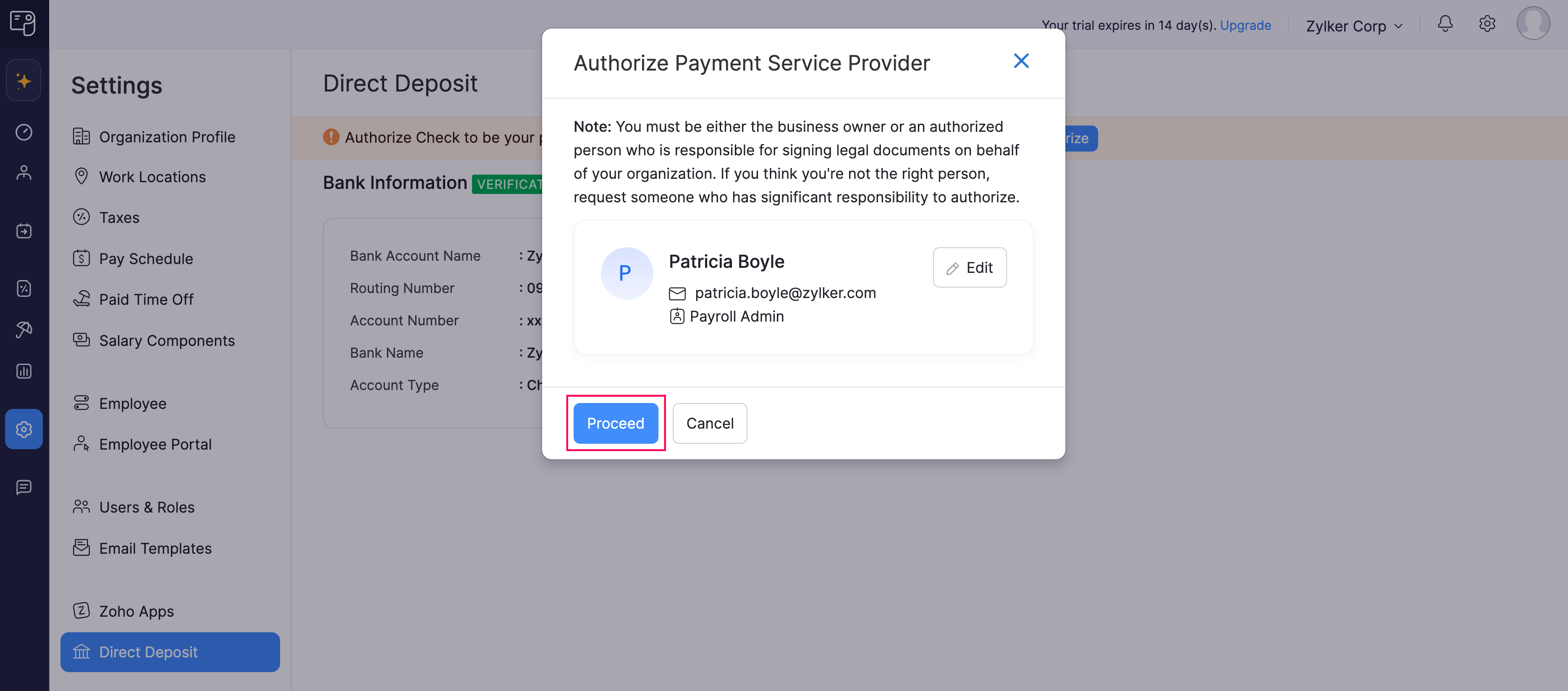 Proceed to Authorize Payment Service Provider