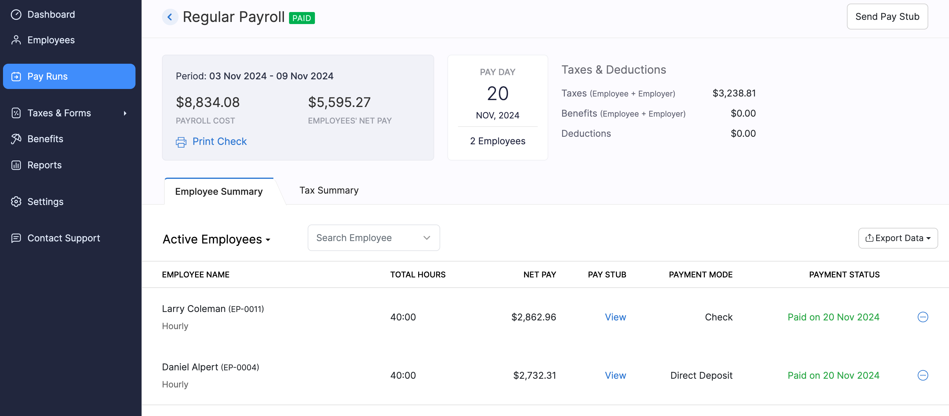 Previous Payroll Details