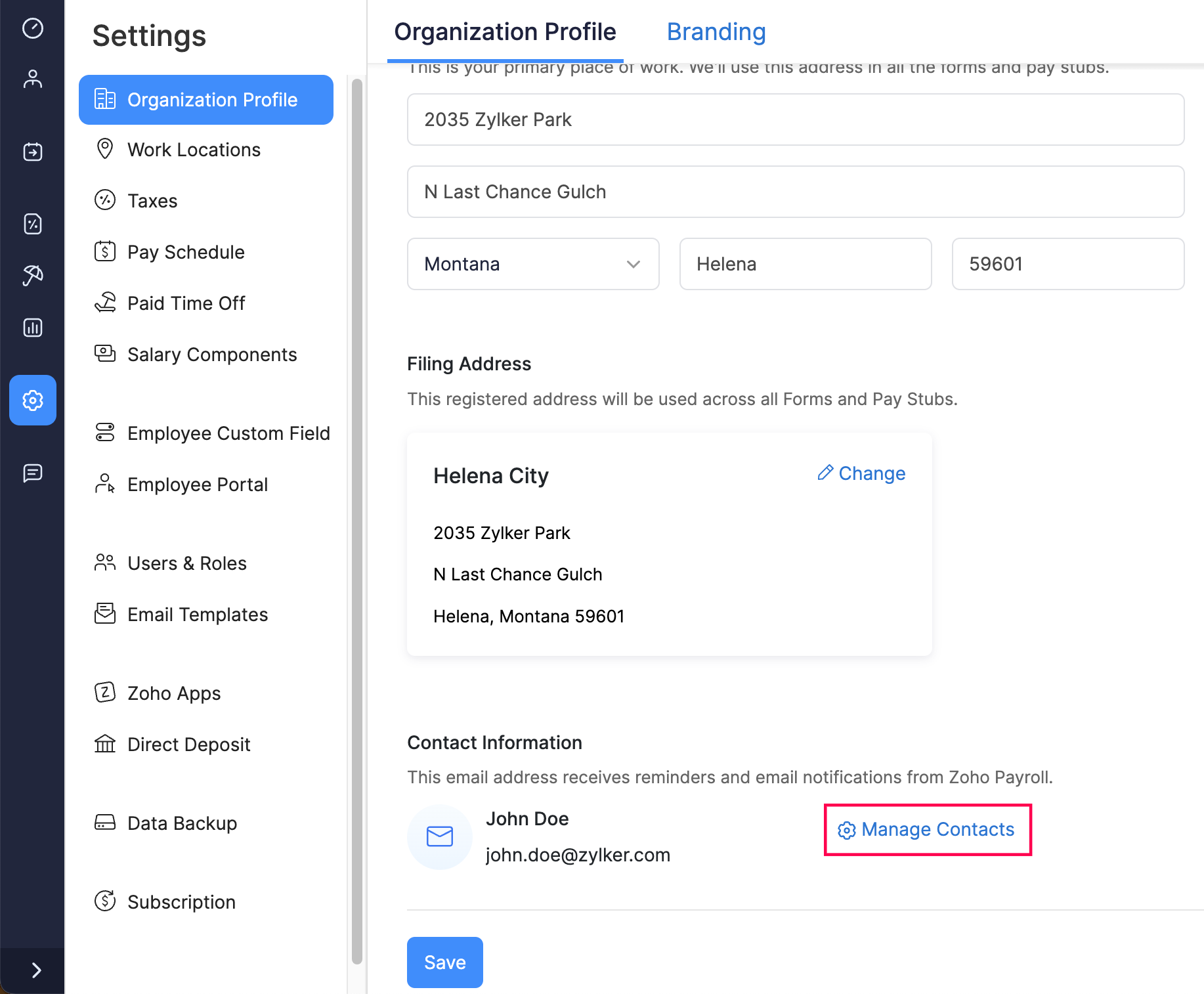 Manage Portal Contacts from Settings > Organization Profile