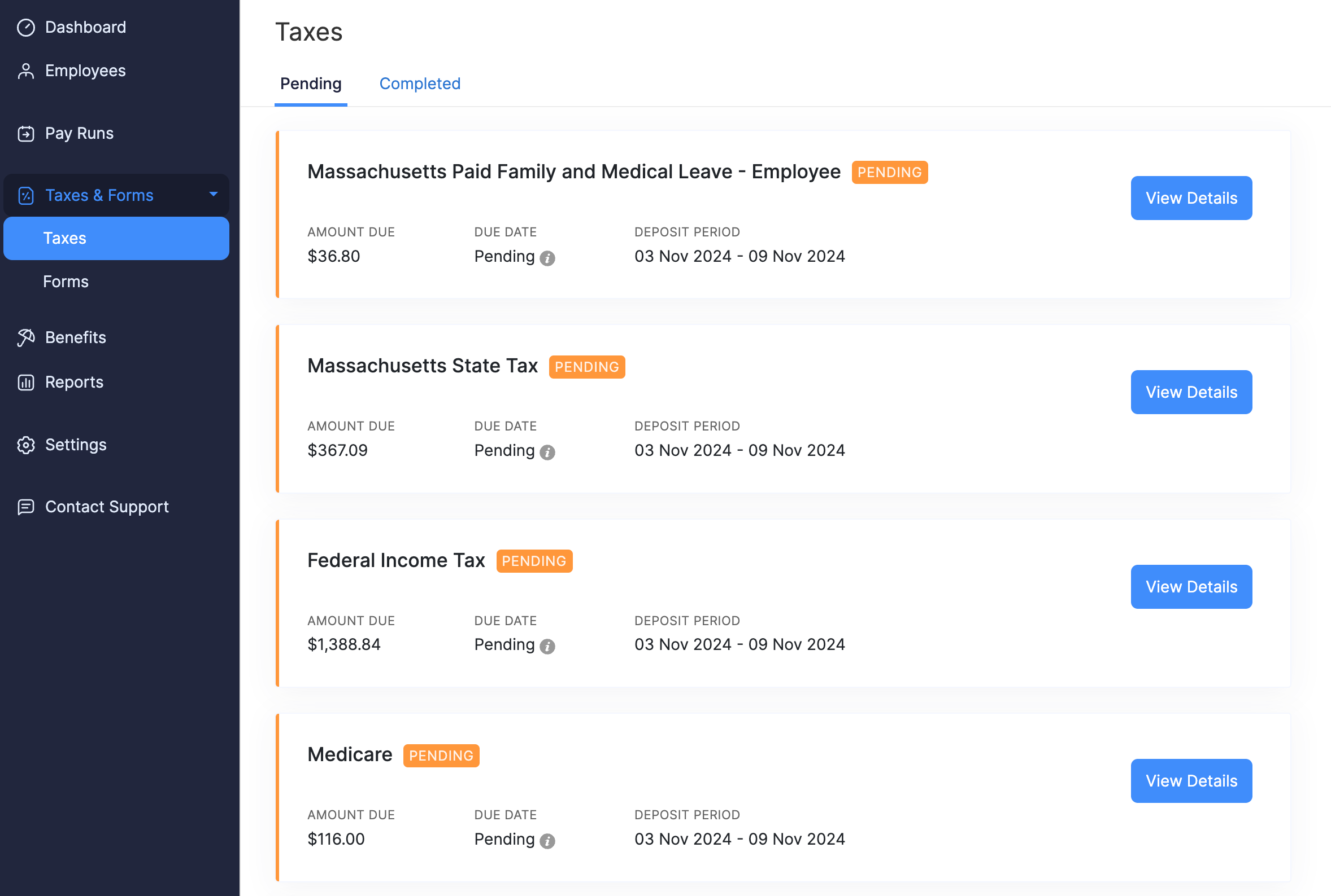 Taxes in Zoho Payroll