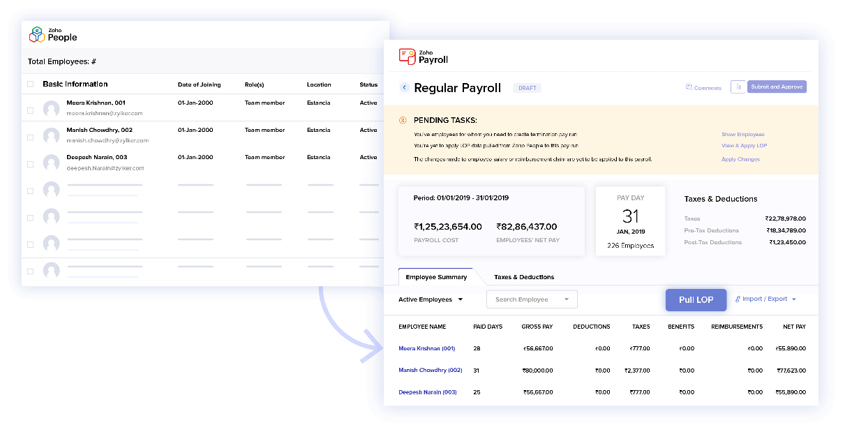Zoho Payroll: Auto-sync employee leave and attendance