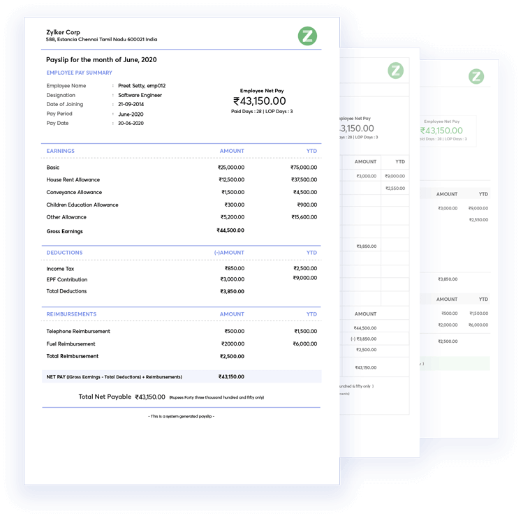 Excel Templates: Exl Service Payslip