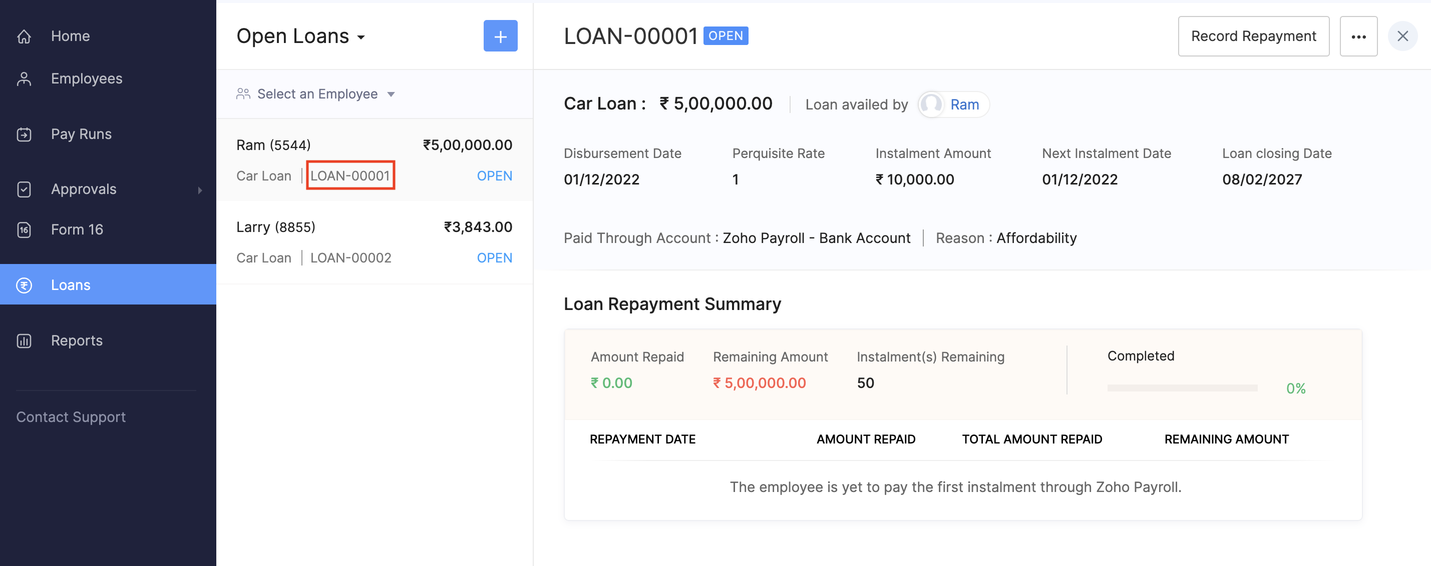 Loan Number Preview