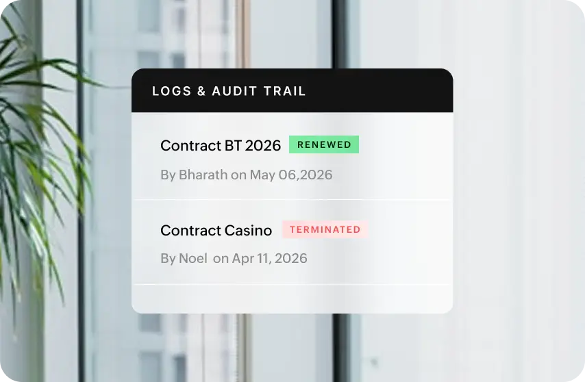 Contract audit log tracking interface in Zoho Procurement