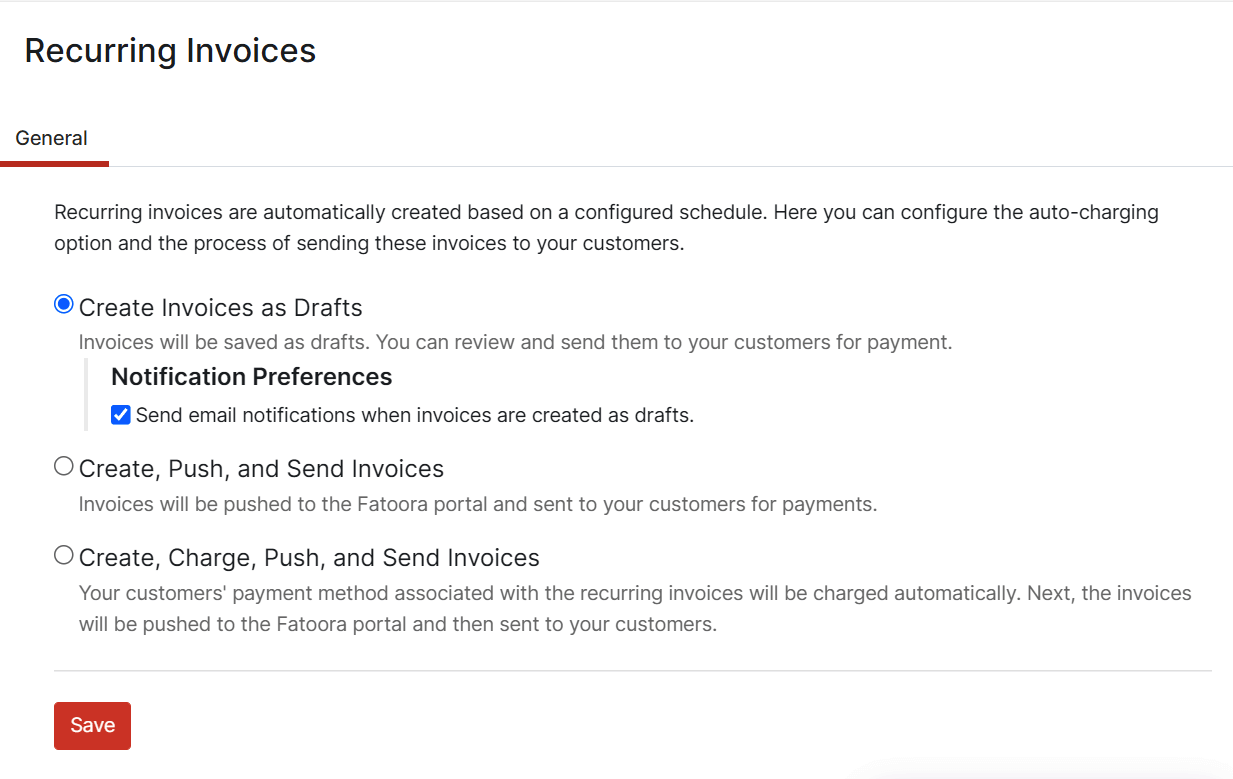 Recurring Invoice Preference