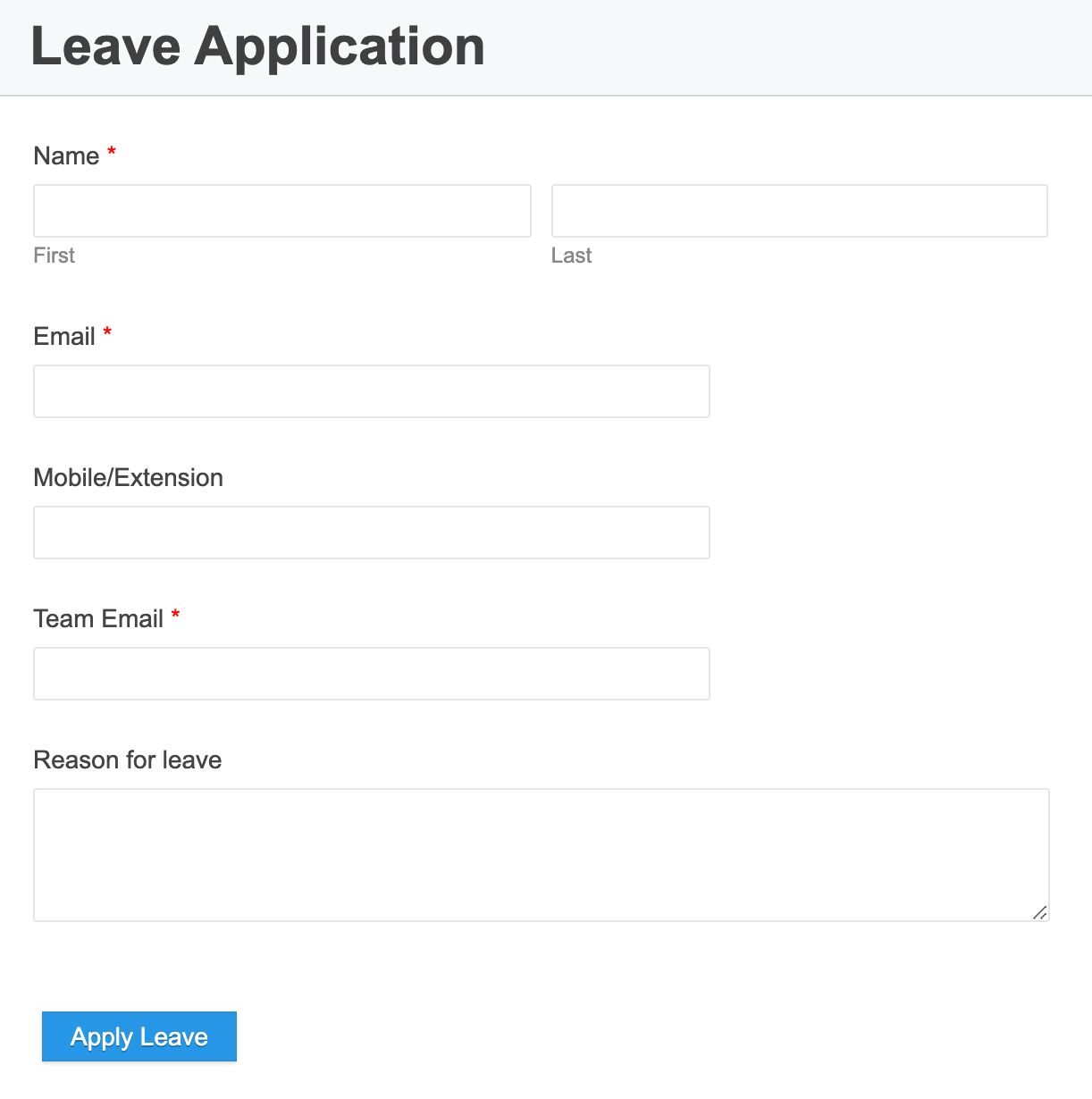 Application Leave Form Form Templates Free Online Html Form Templates ...