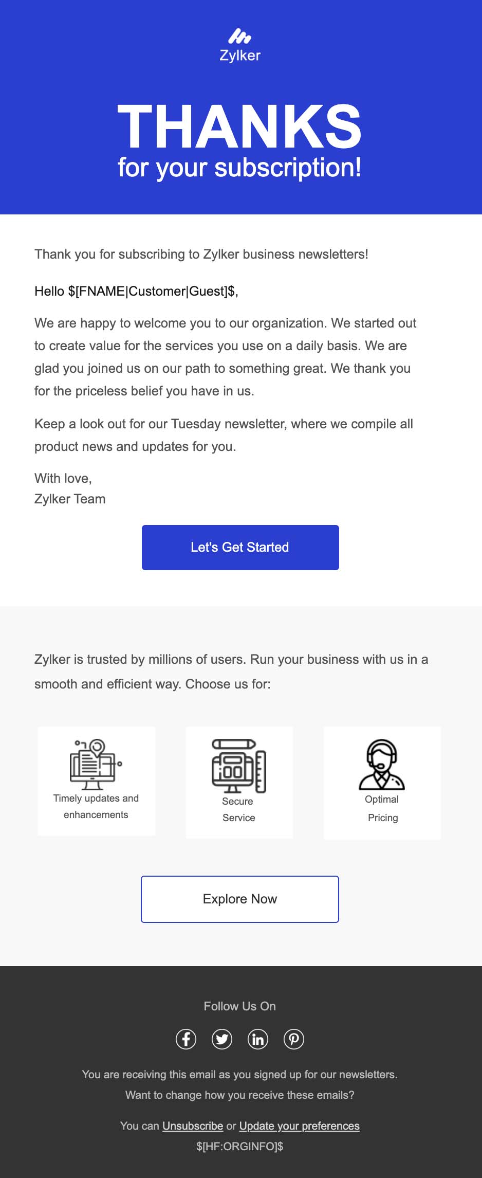 HTML Email Template Gallery Zoho Campaigns