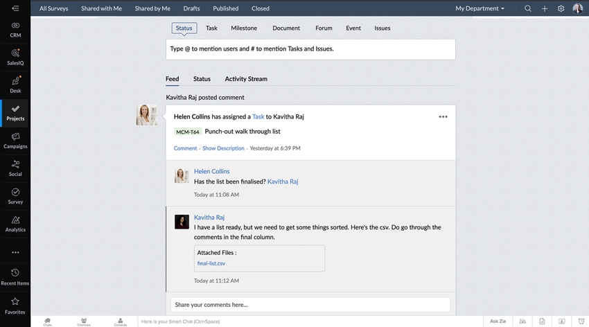 Antarmuka terpadu yang memungkinkan Anda untuk berkolaborasi dengan anggota tim Anda dan menampilkan informasi terkini