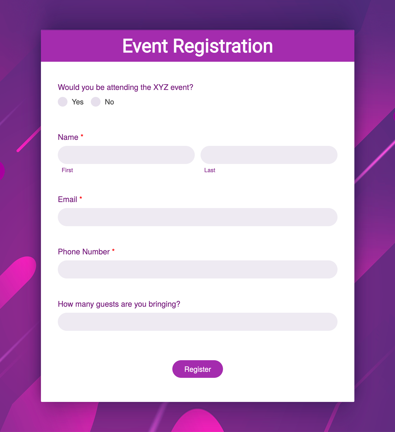 simple online registration form