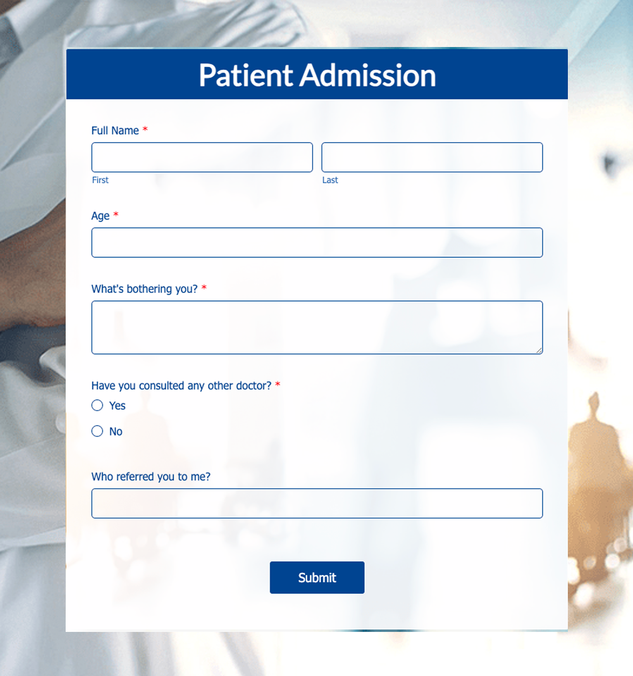 Medical Form Templates Zoho Forms 8110