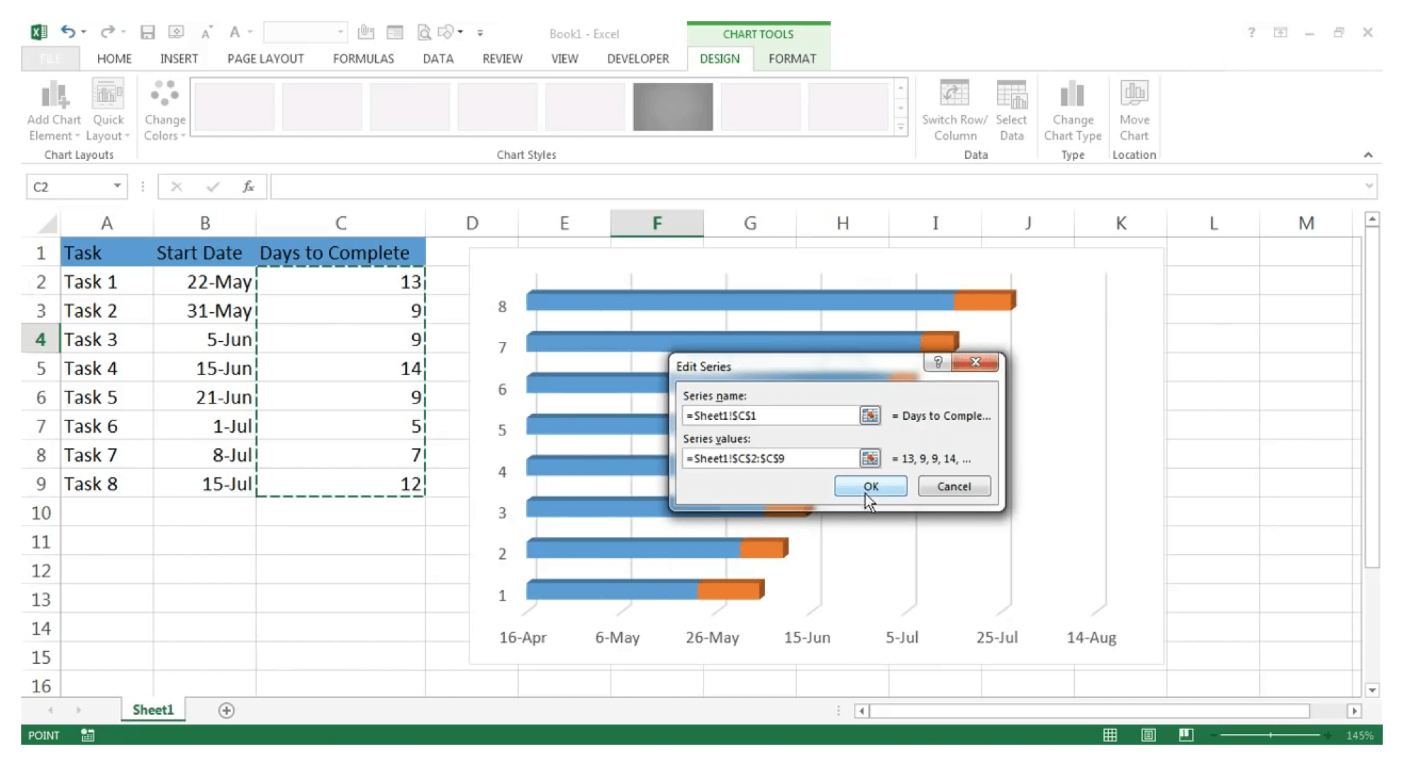 Excelでガントチャートを作成する方法