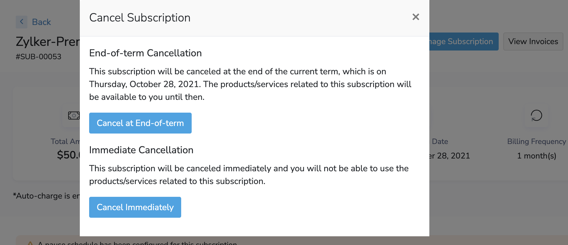 Managing your monthly subscription