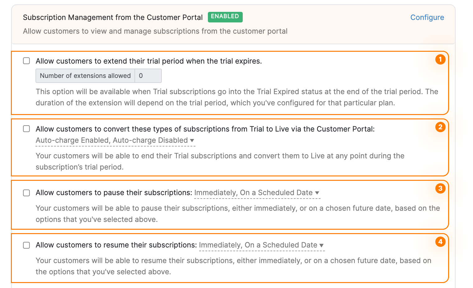 Subscription Management Preferences