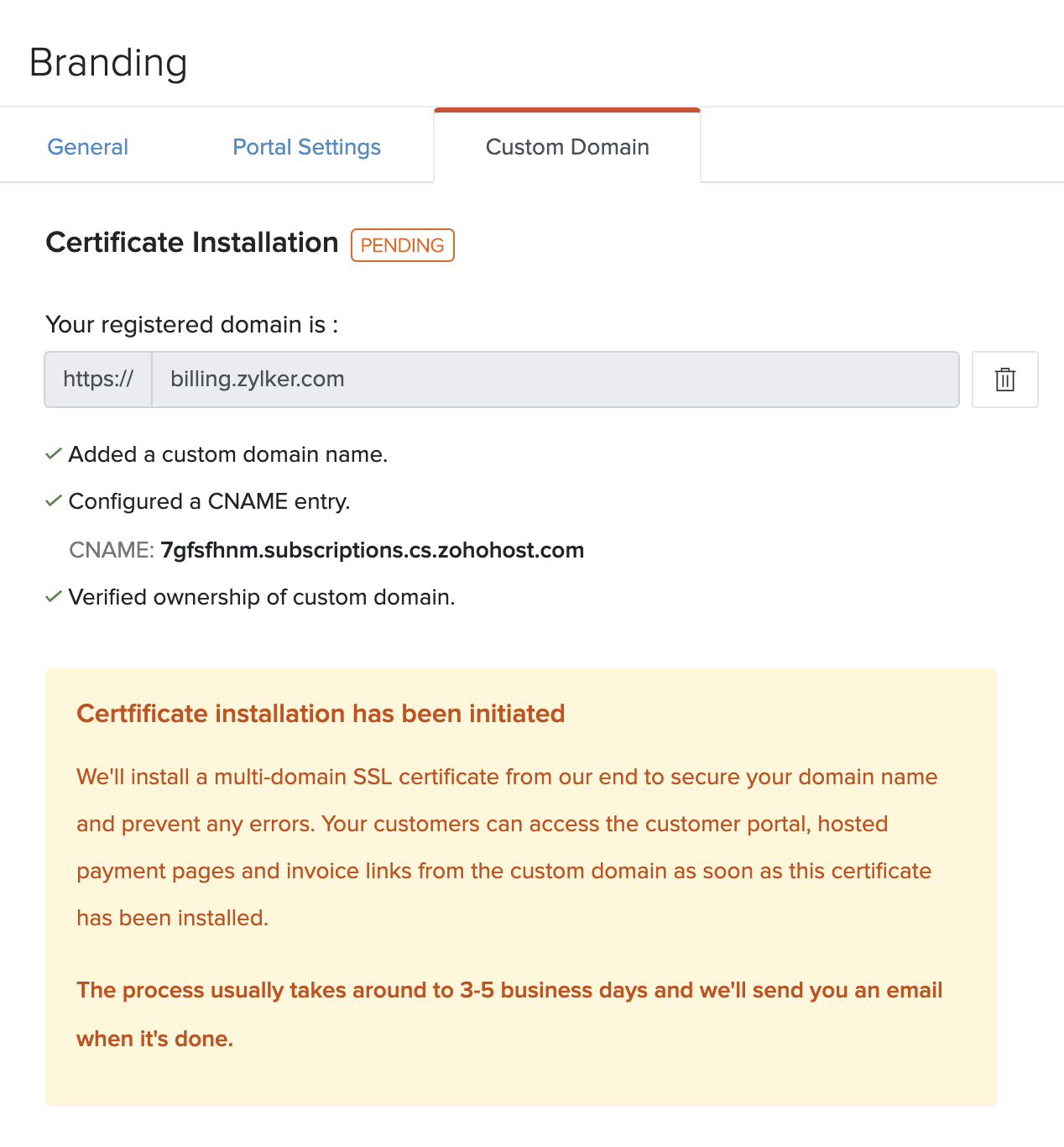 Verify Custom Domain