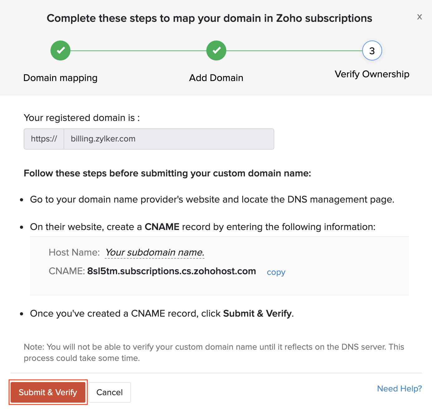 Verify Custom Domain