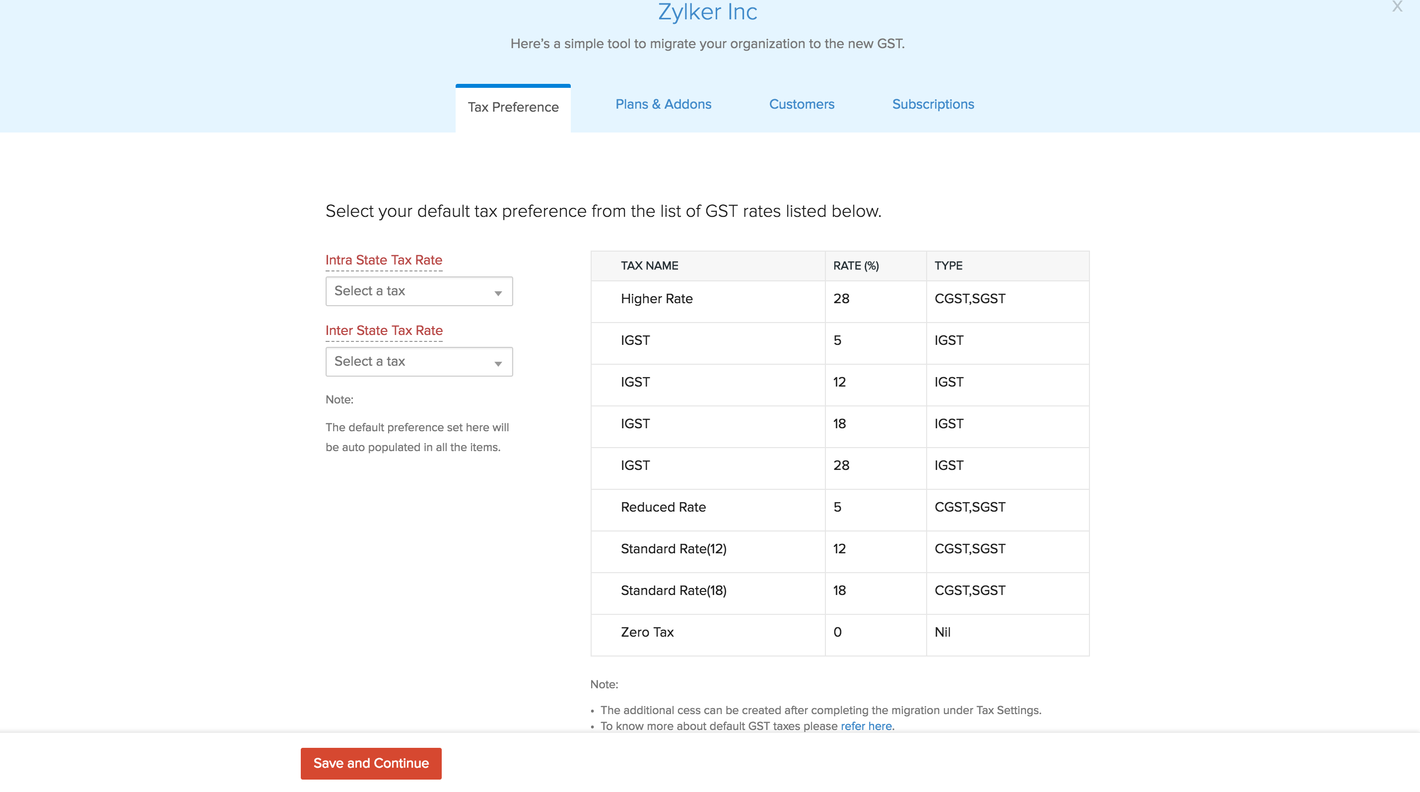 Update your GST rates