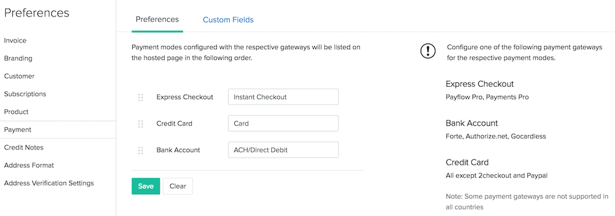 Payment Preferences