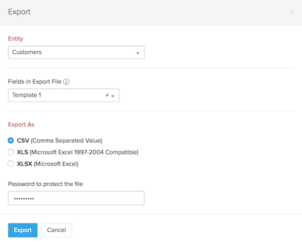 Fields in Export File