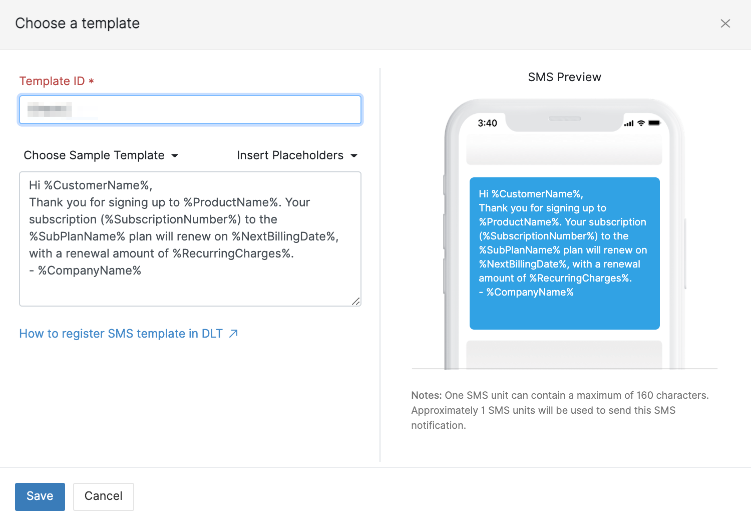 Configure Template