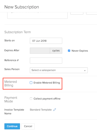 Enabling Metered Billing in Creation Page