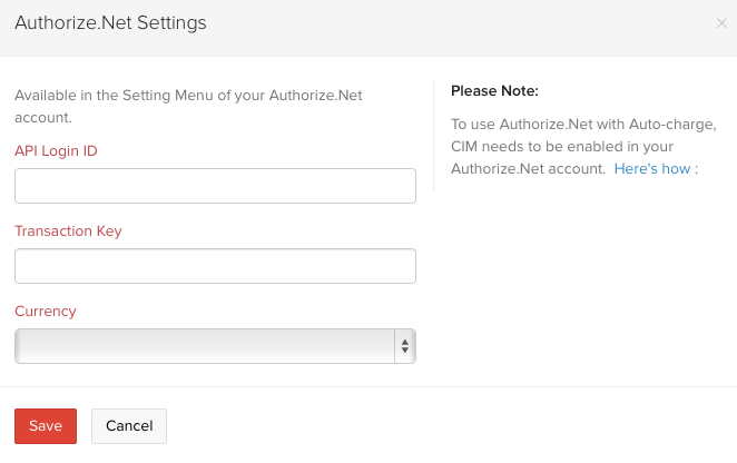 Setting up Authorize net