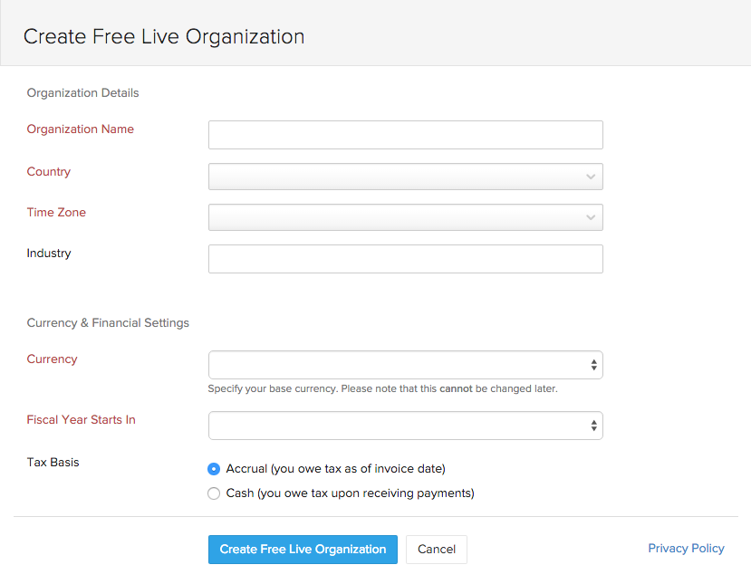 Create Live Organization