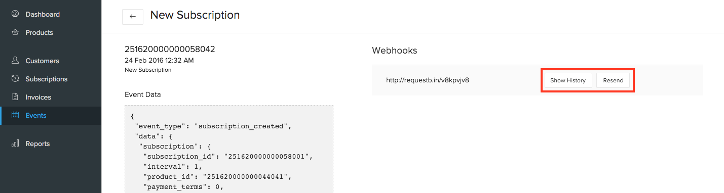 Resending a webhook