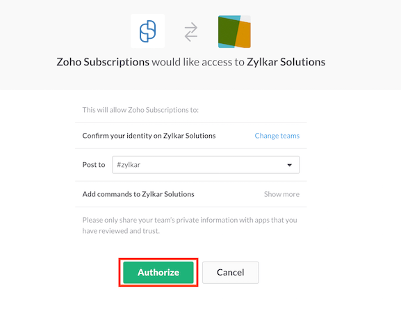 Authorize slack integration