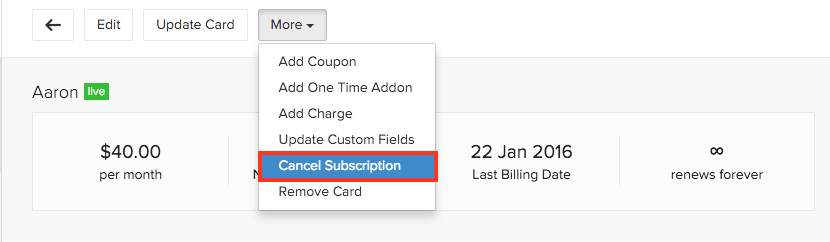 subscription cancel subscriptions zoho help renewal billing term current date end