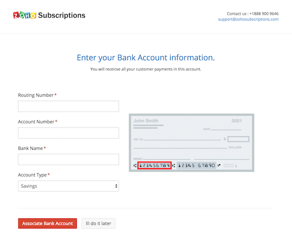 Bank account details