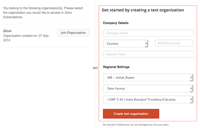 Create a test organization