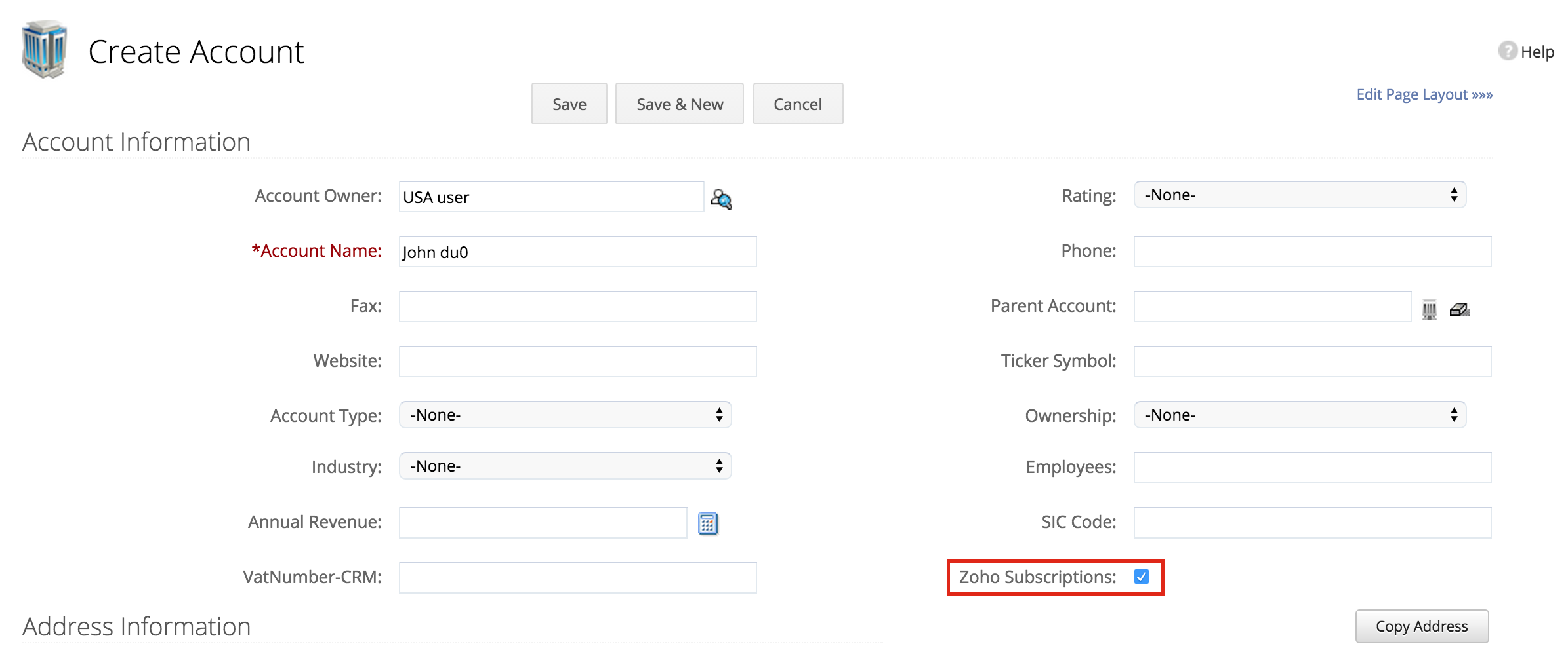 Check box created is displayed for accounts/contacts