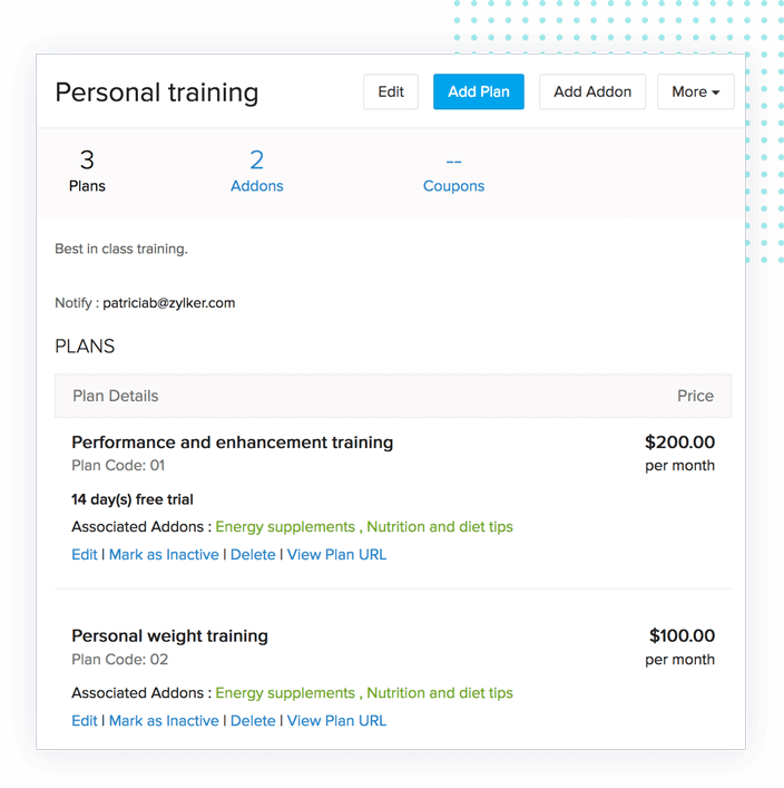 Zoho Subscriptions saas-billing-plan