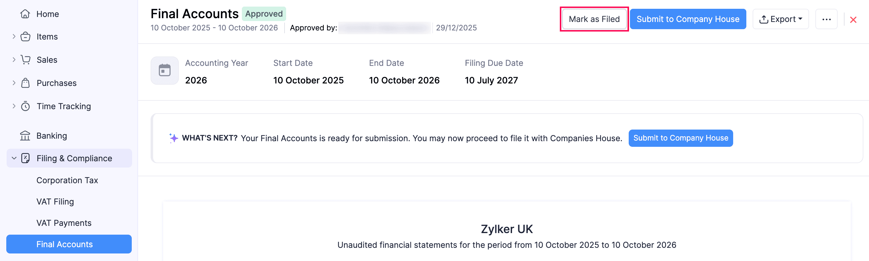 Mark As Filed