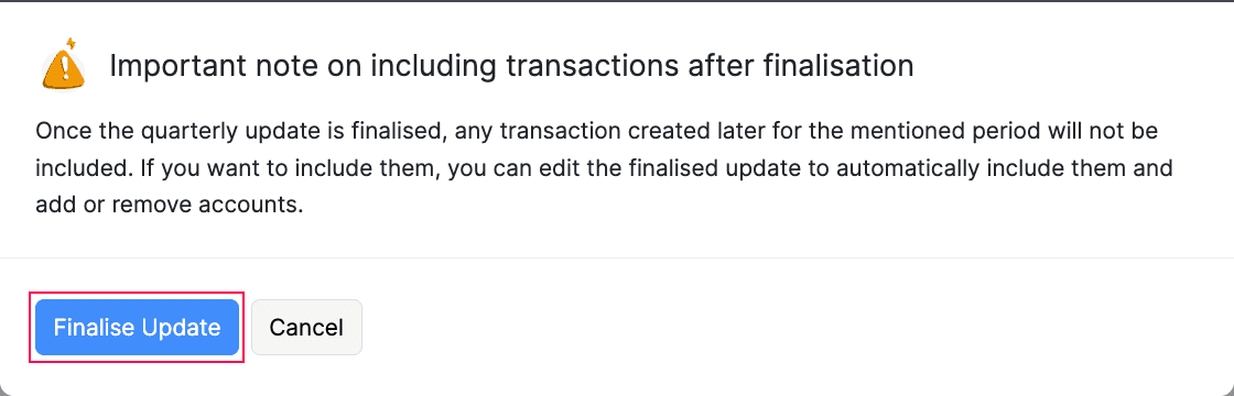 Finalise Update